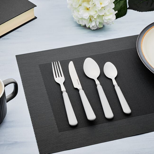CoCo & Gray Plastic Handle 16 Piece Cutlery Set