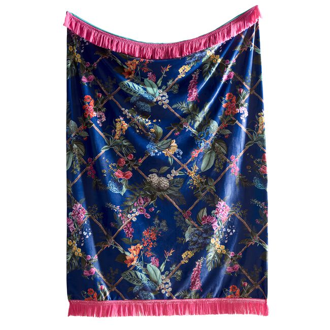 LAURENCE LLEWELYN-BOWEN Cotswold Fantasia Navy 130X180cm Throw 