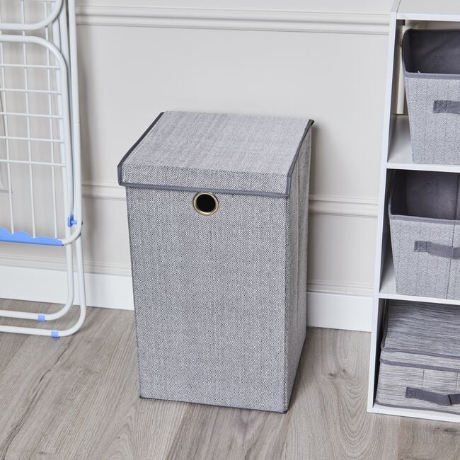 Tweed Light Grey Foldable Laundry Hamper