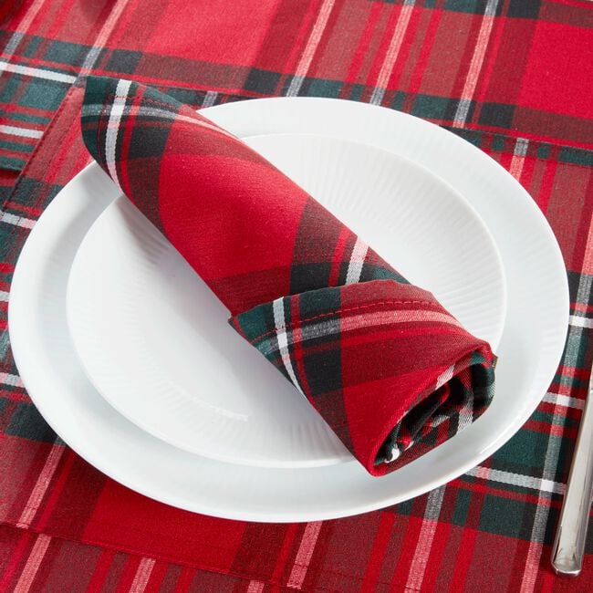 Christmas Check Napkins 4 Pack - Red