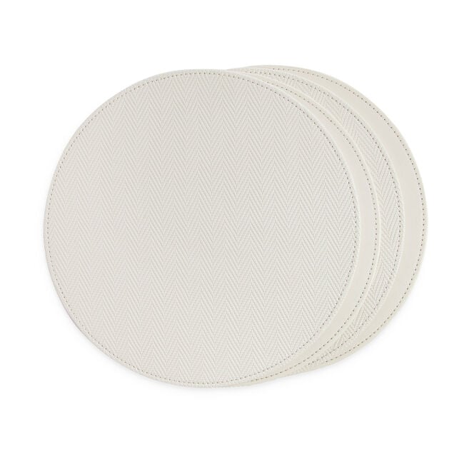 Reversible Round Herringbone Placemats - Cream