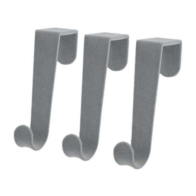 Skinny Velvet 3PK Grey Overdoor Hooks