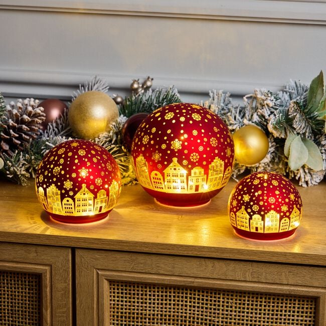 CASHEL LIVING LED CHRISTMAS RED Small Glass Ball