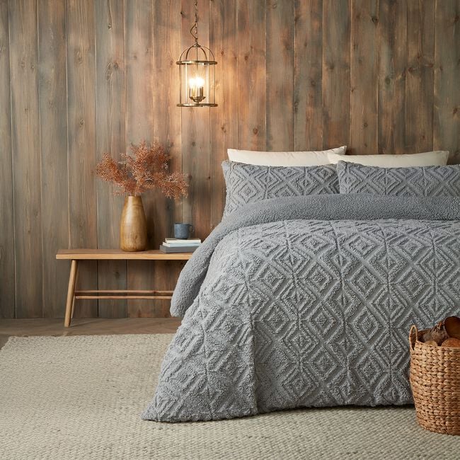 SINGLE DUVET COVER Fusion Geo Fleece Grey