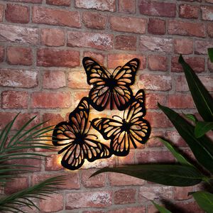 LED Solar Metal Butterflies Garden Wall Art