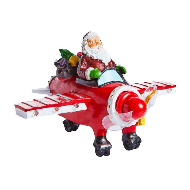 Santa Airplane with LED Merry Christmas 13.5cm