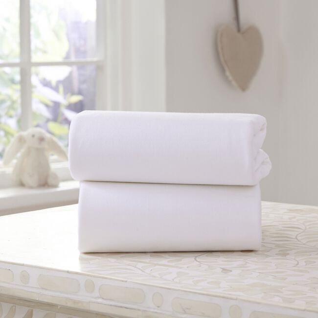 Clair De Lune White Cot Bed Fitted Sheet - 2 Pack