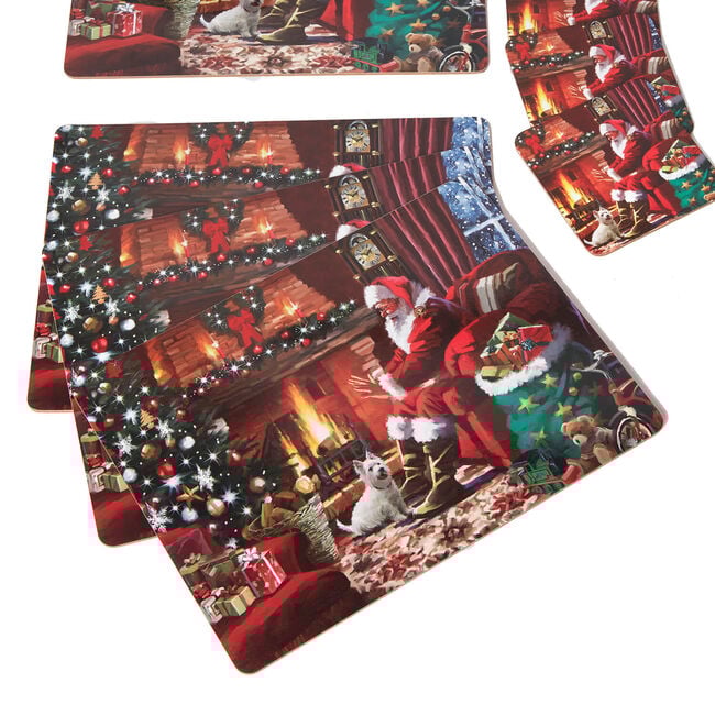 Fireside Santa Mats & Coasters - 4 pack