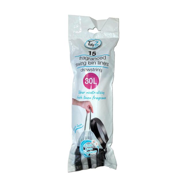 15 Pack 30L Extra Strong Fragranced Drawstring Sac