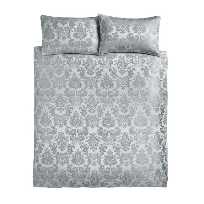 CATHERINE LANSFIELD SUPERKING DUVET COVER Damask Jacquard Silver 