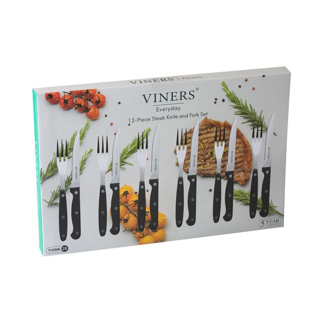 Viners Everyday Steak Knife & Fork Set - 12 Piece