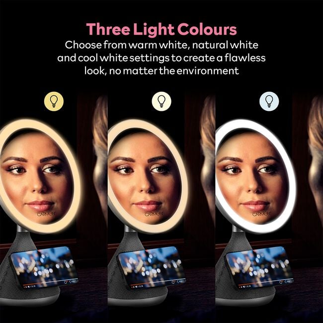 Carmen 3 in 1 LED MIrror WIth Bluetooth Speaker