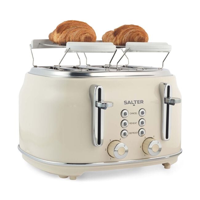 SALTER RETRO CREAM CURVED BODY 4 Slice Toaster