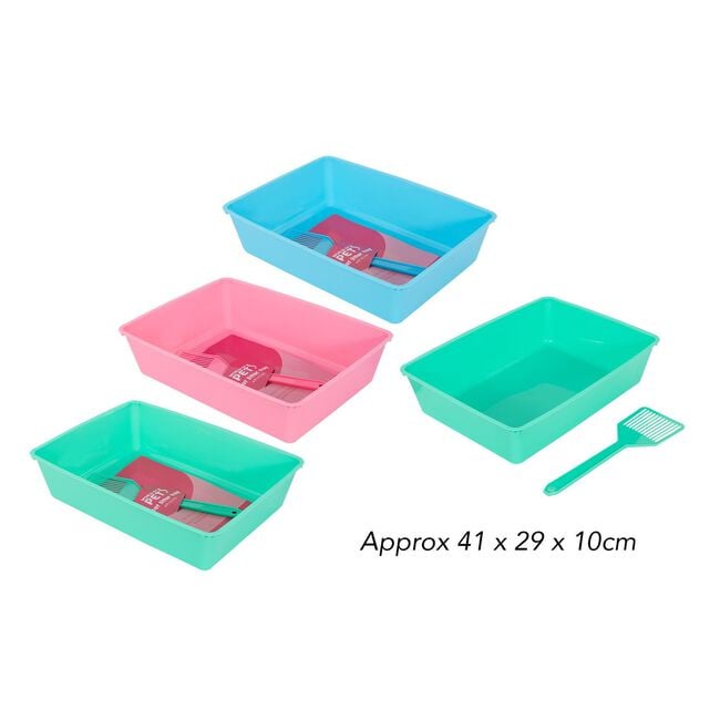 Cat Litter Tray With Scoop 41 x 29 x 10cm