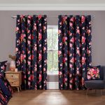 VELVET FLORAL NAVY 66x90 Curtain