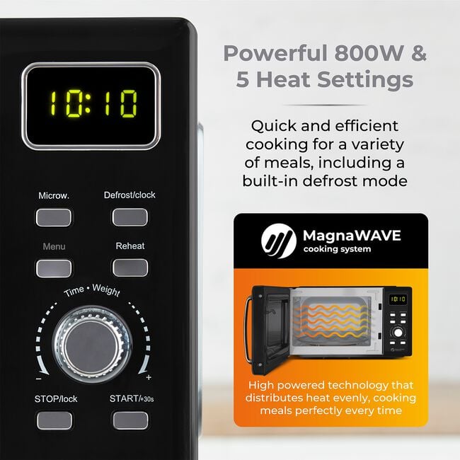 Tower 800W Black 20L Digital Microwave