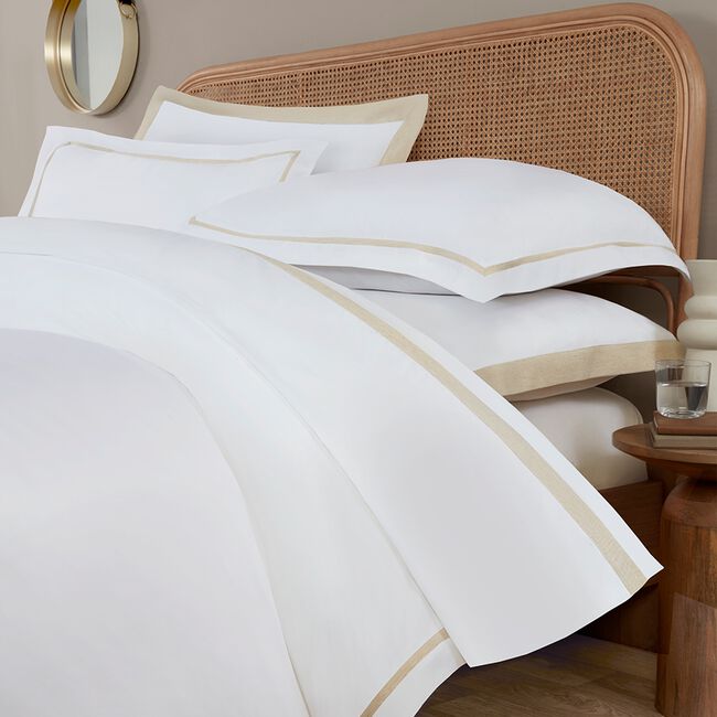SINGLE DUVET COVER Linen Border 600TC 