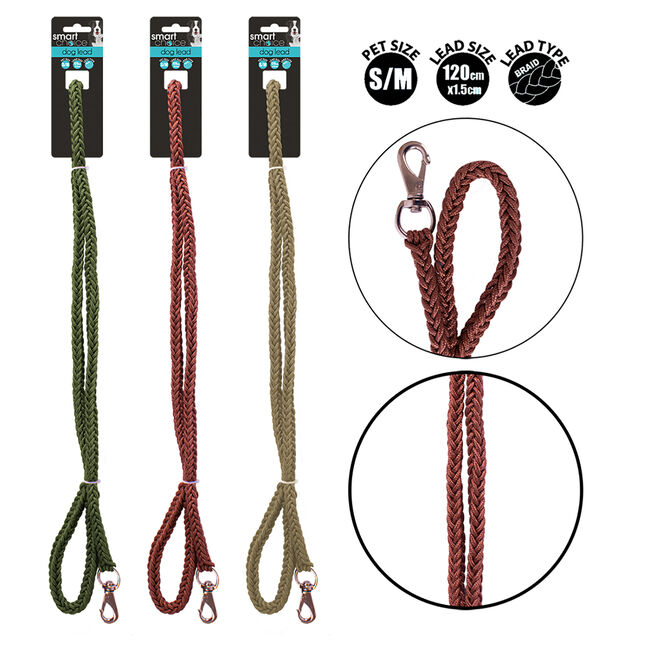 Braided Dog Lead 120x1.5cm - Small/Medium