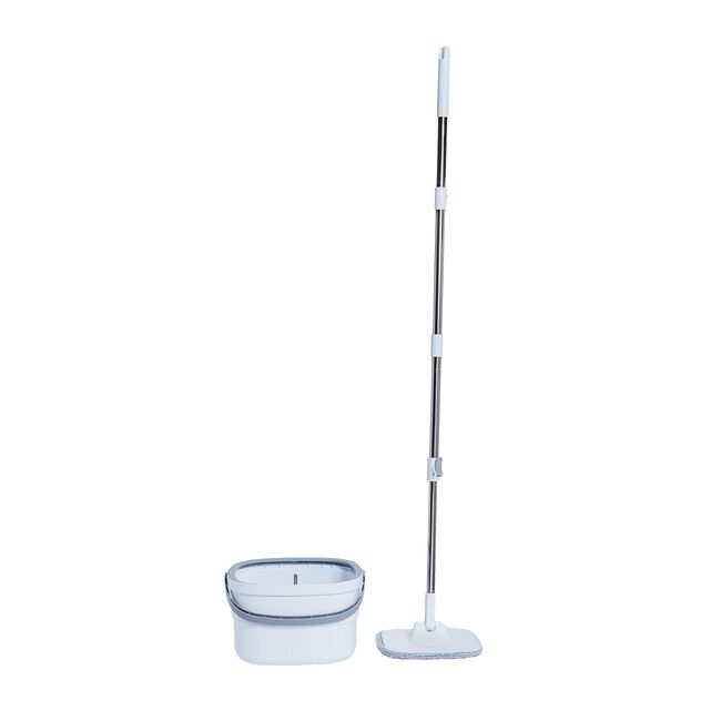 Gleam Clean Sheen Square Spin Flat Mop with Bucket