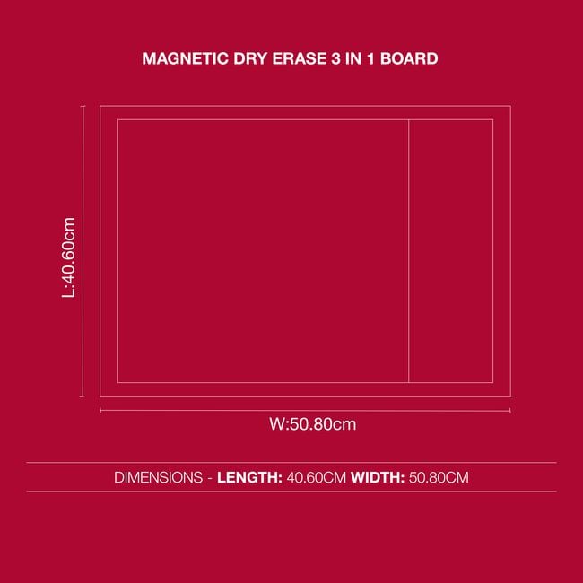 Magnetic Dry Erase 3 In 1 Board