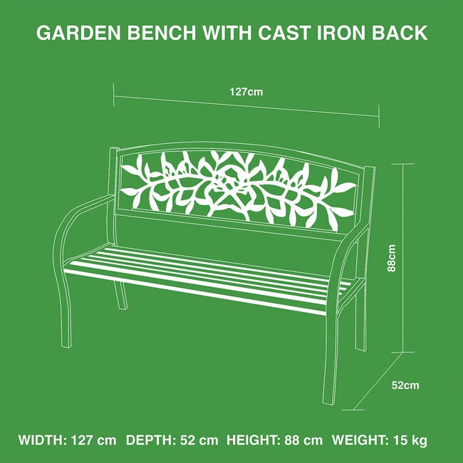 Garden Bench with Cast Iron Back