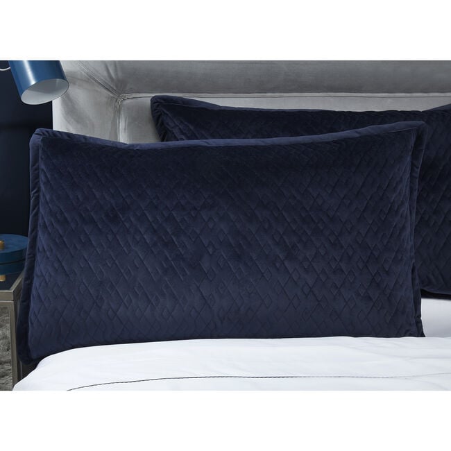 Quilted Hotel Velvet Pillowshams 50 x 75cm - Navy