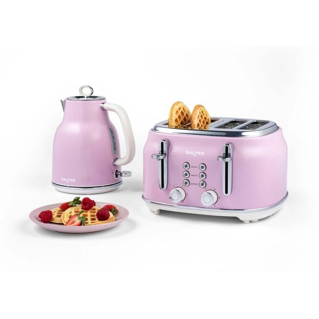 SALTER RETRO PINK 1.7L Rapid Boil Kettle