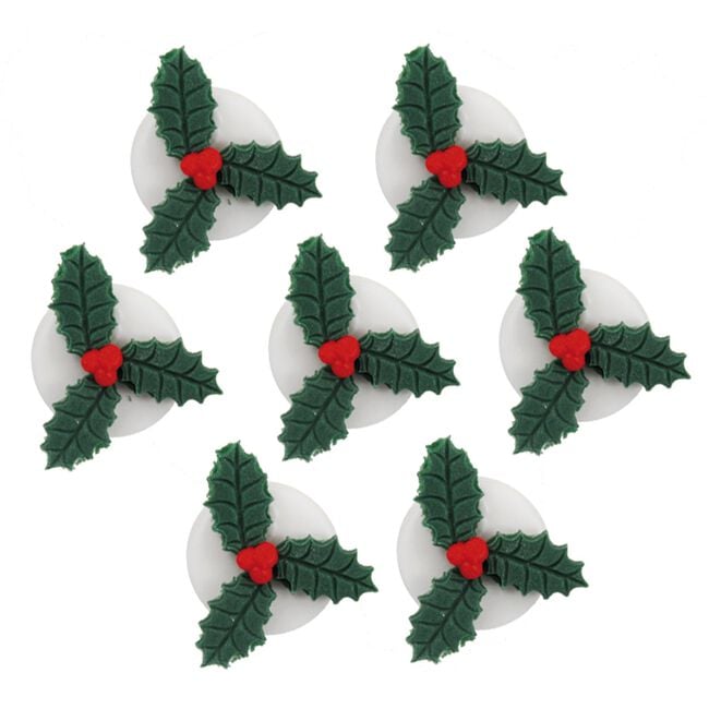Handmade Holly Icing Edible Cake Toppers