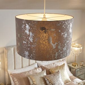 Silver Foil Effect Linen Light Shade
