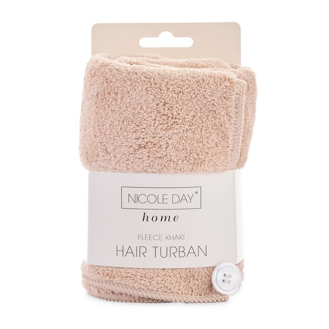 NICOLE DAY FLEECE KHAKI Hair Turban