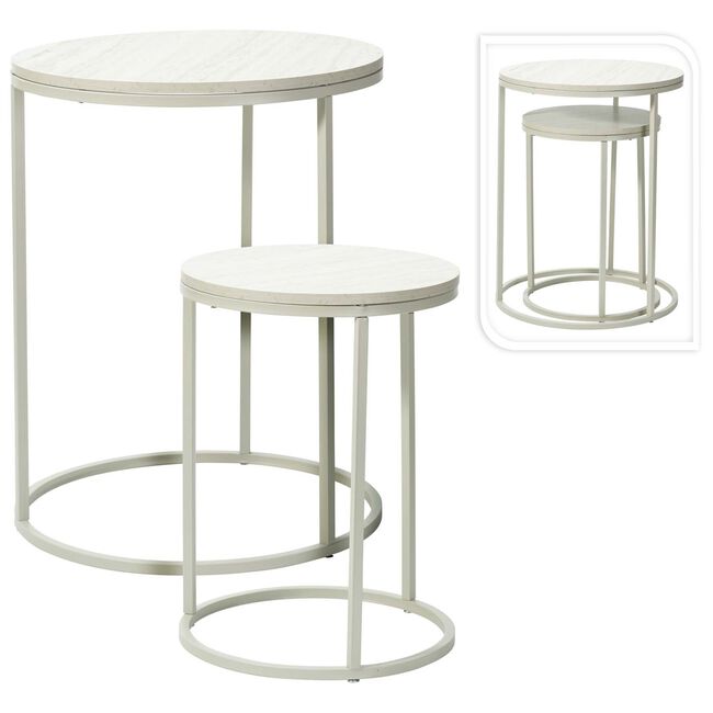White Side Tables Set of 2