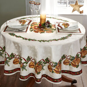 Bells Round Table Cloth 178cm - White