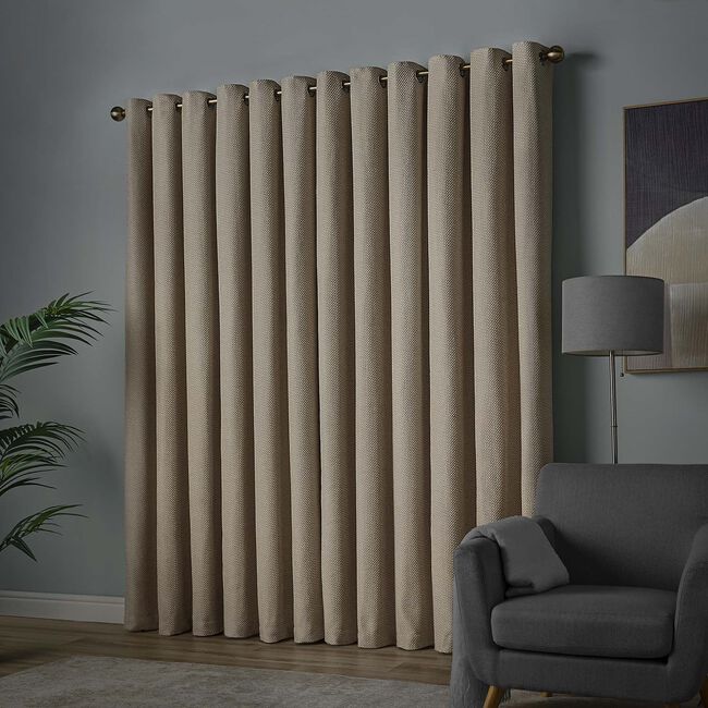 ELLA KNIT NATURAL WITH GREY  66x54 Curtain