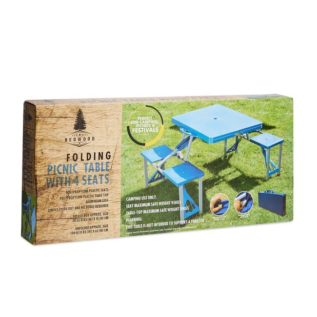 Folding Picnic Table With 4 Seats