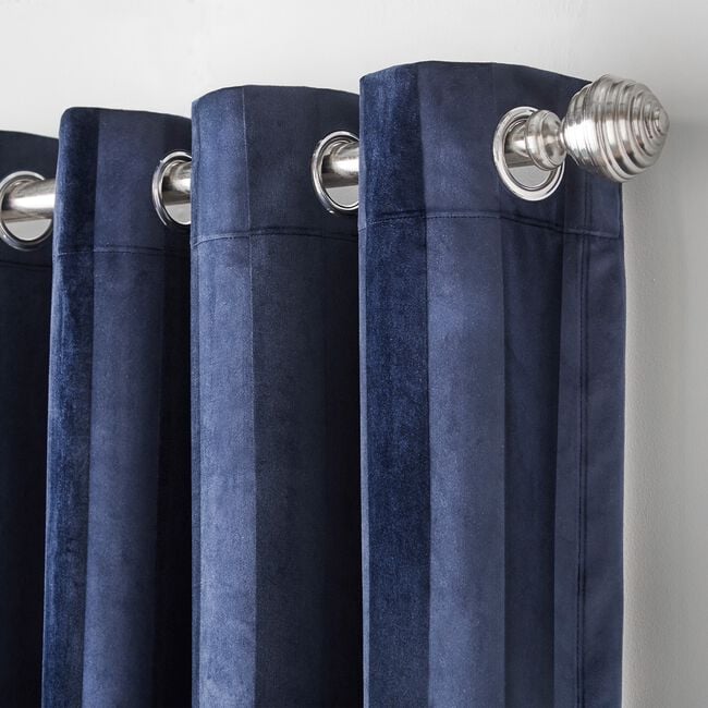 THERMAL BRUSHED STRIPE NAVY 66x54 Curtain