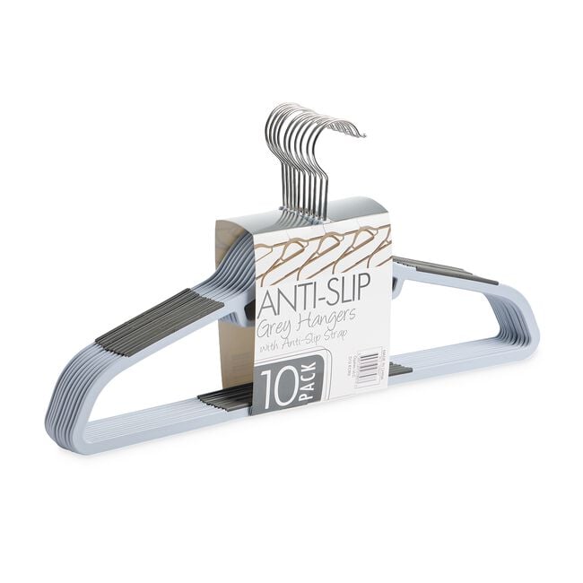 Skinny 10 Pack Grey  Hangers with Anti Slip