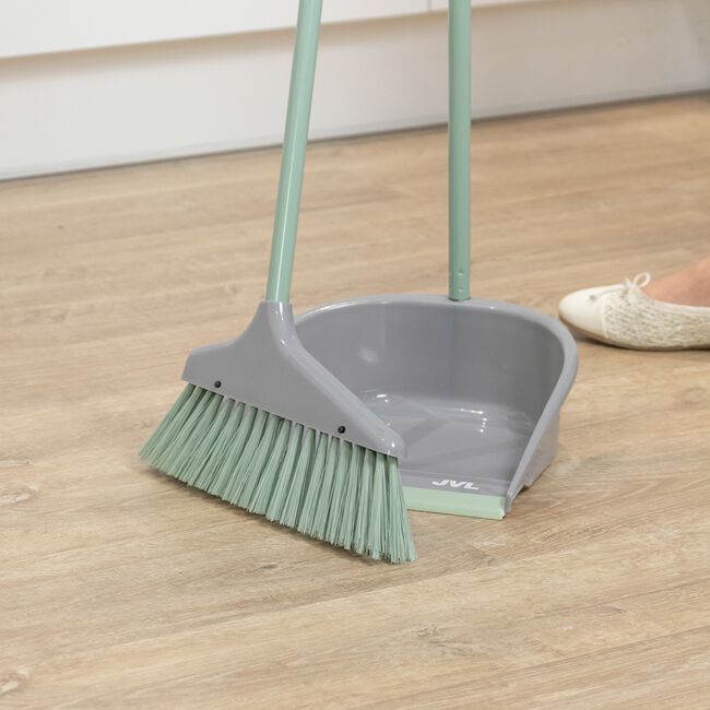 JVL Long Handle Dust Pan & Brush