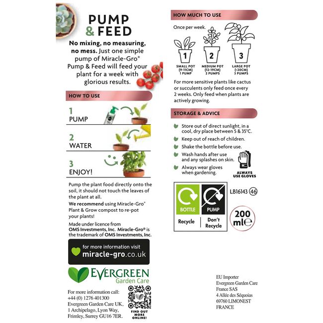 Miracle-Gro Pump & Feed Houseplant Food 200ml