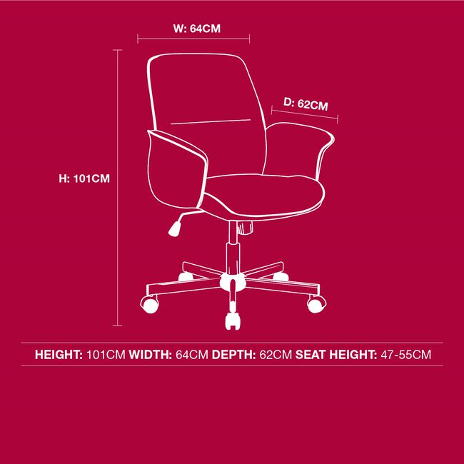 Elsa Office Chair Grey with Contrast Piping