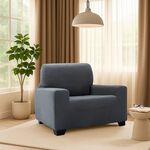 REGAL MILLS EASYSTRETCH VELVET DARK GREY Armchair Cover