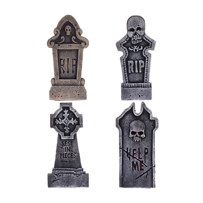 Set Of 4 Assorted Tombstones 