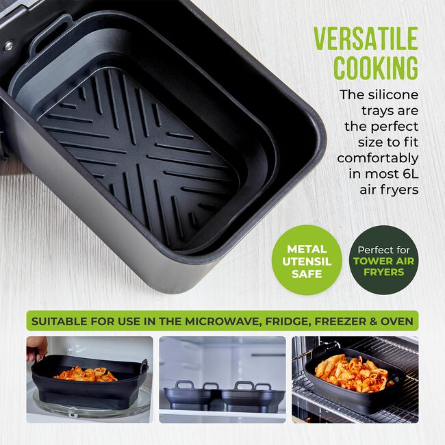 Tower Rectangular Foldable Air Fryer Tray 2pk