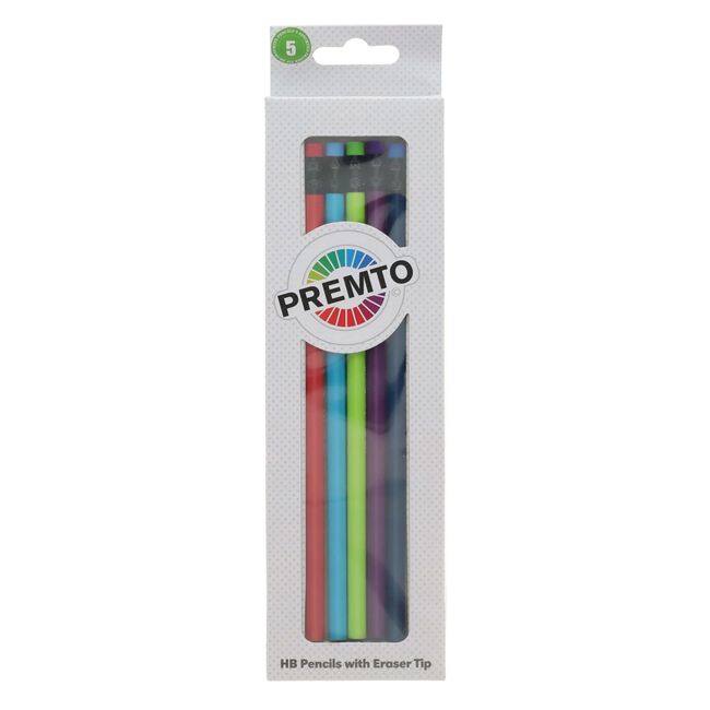 Premto HB Pencils With Eraser Tip - Pack Of 5