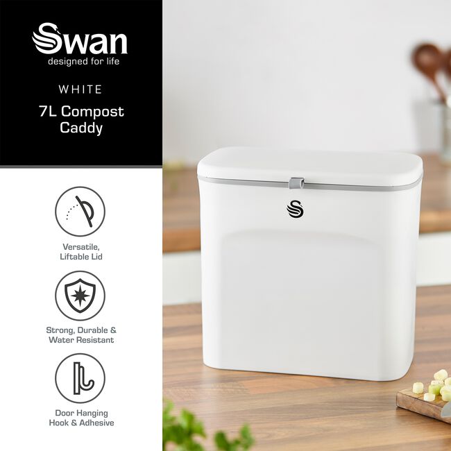 Swan 7L Compost Bin White