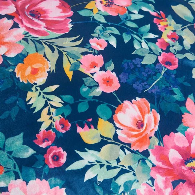 Indoor Outdoor Floral Stripe Navy Cushion 