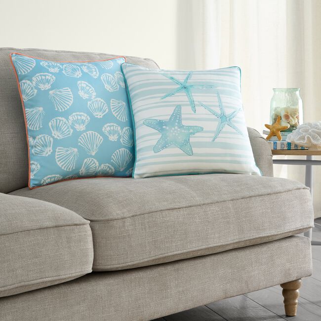 Scallop Shells Cushion 45cm x 45cm - Duck Egg