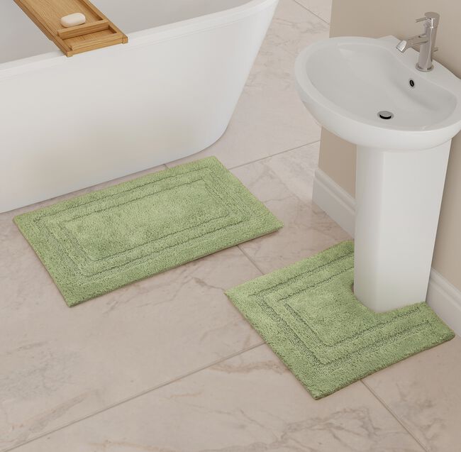 COTTON BORDER SAGE 50x80 Bath Mat