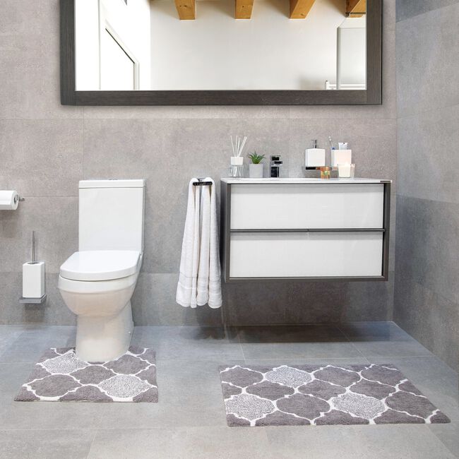 Trellis Grey Bath Mat 50cm x 80cm 