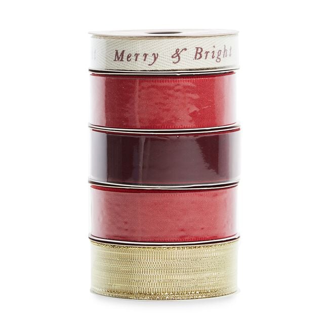 5 Pack Red & Gold Ribbon