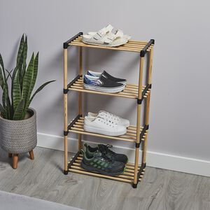 Shoe Rack 4 Tier Pine Wood